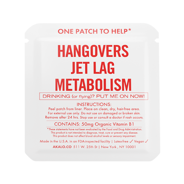 The Standard Hotel Hangover Prevention Patch from AKALO. Back of packaging.